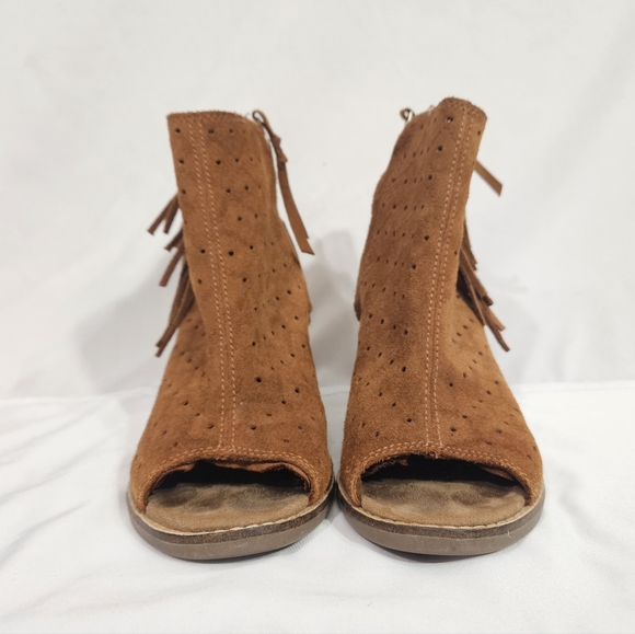 Toms fringed peep toe booties women's size 7 - Picture 2 of 12